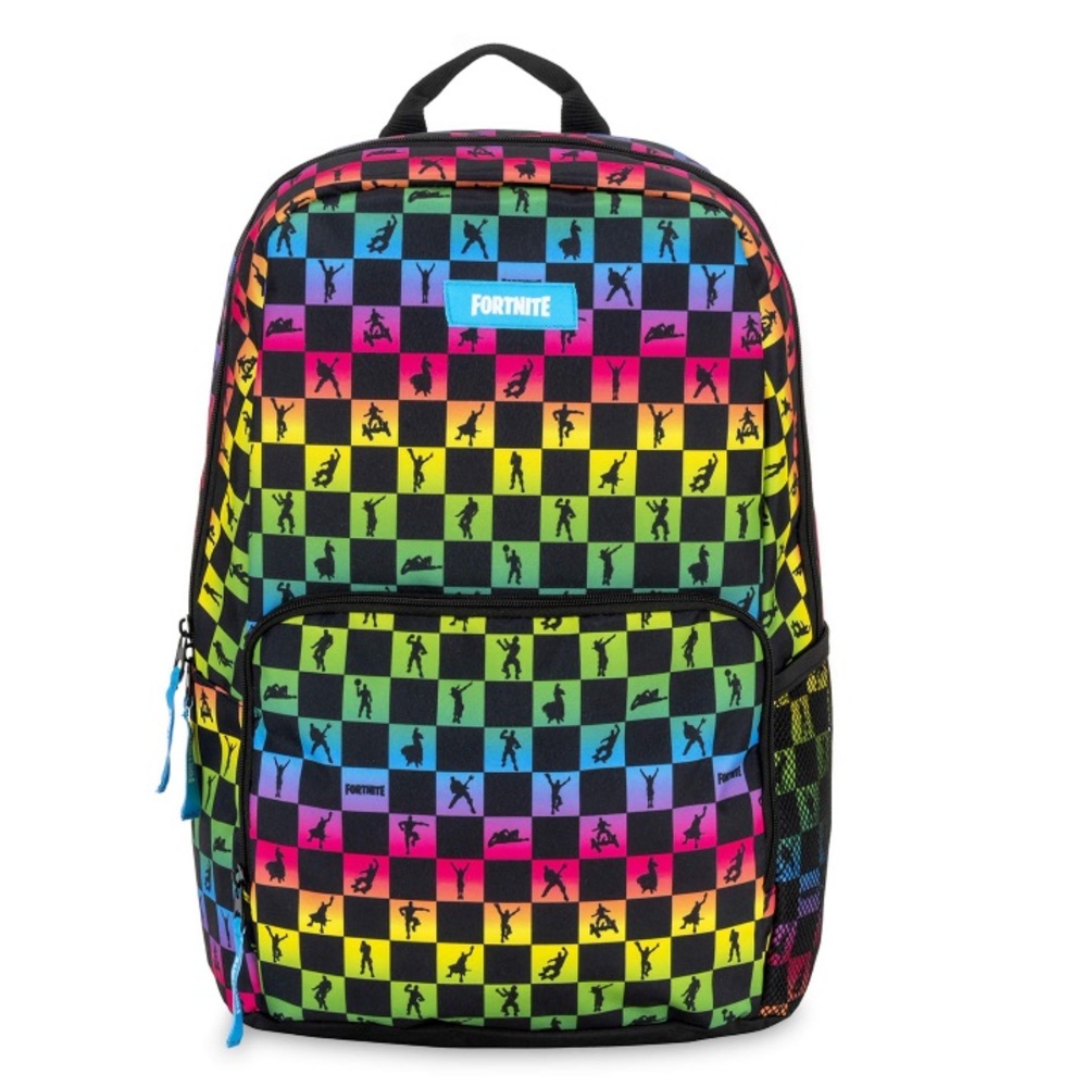 NWT Fortnite Amplify Rainbow Checkered Backpack
